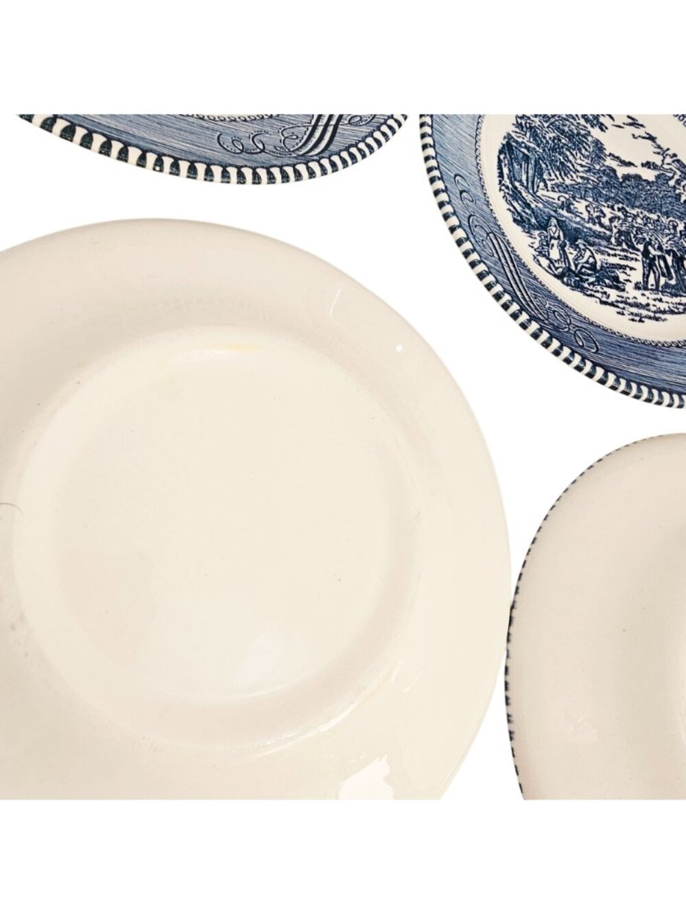 5 Currier Ives Blue Harvest Dessert Plates 5.75" Royal USA transferware ironston - Picture 6 of 7
